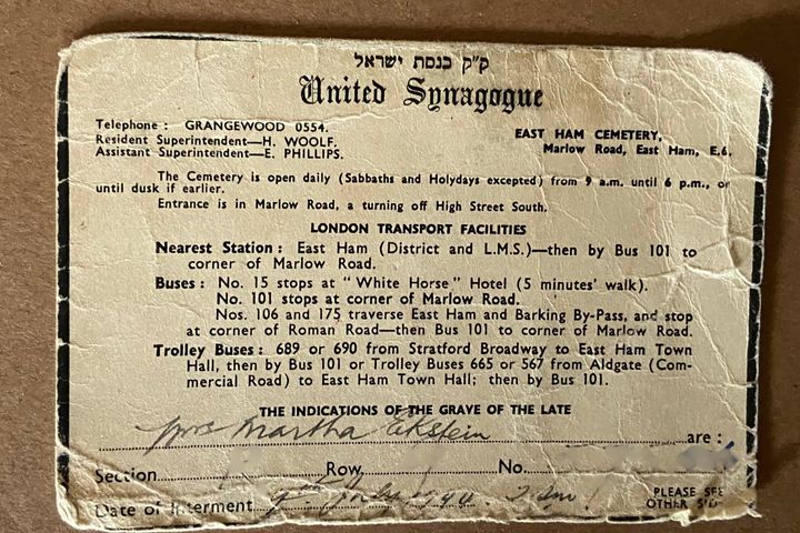 Burial card