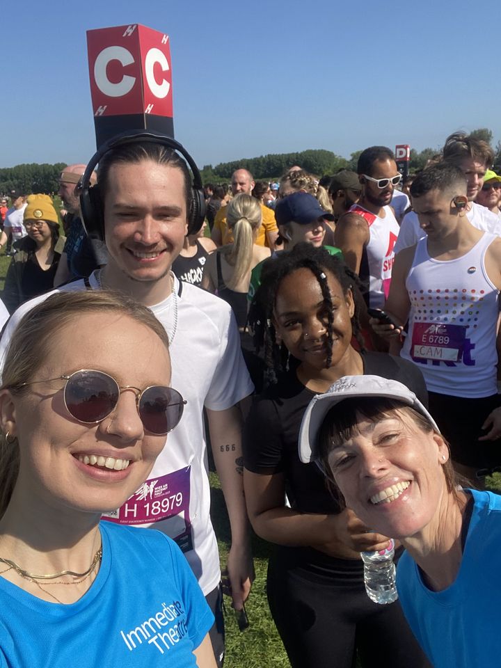 Runners before starting the race on Hackney Marshes.