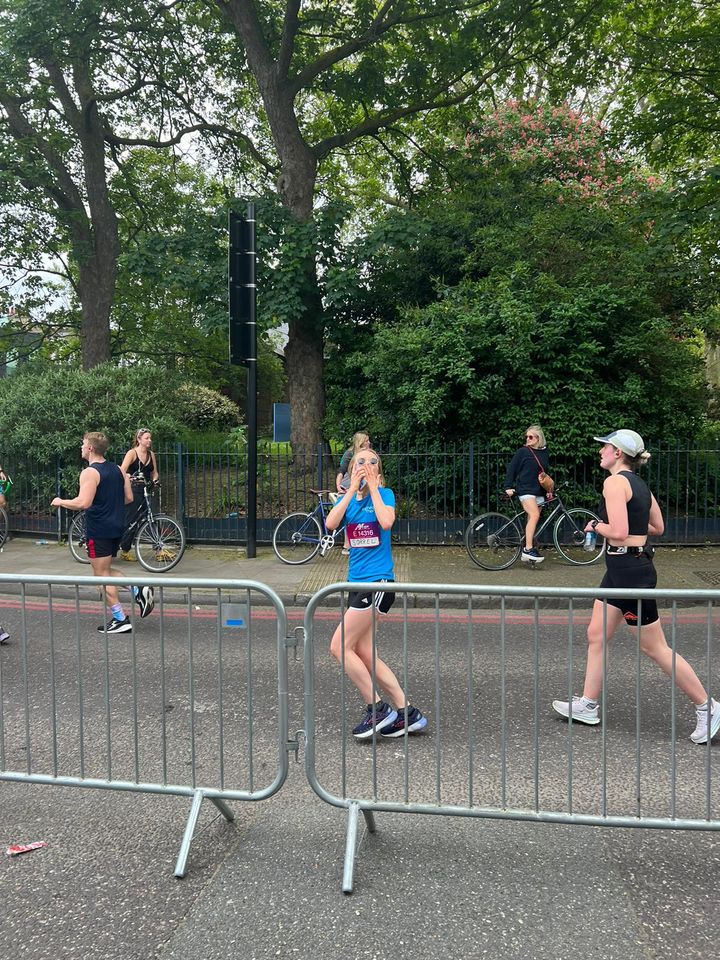 Sorrel Allen, Marketing Officer, nearing the finish line.