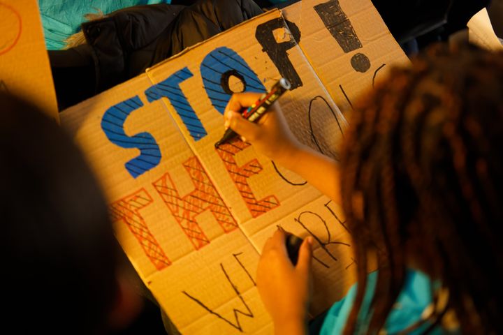 Participants designing their placard