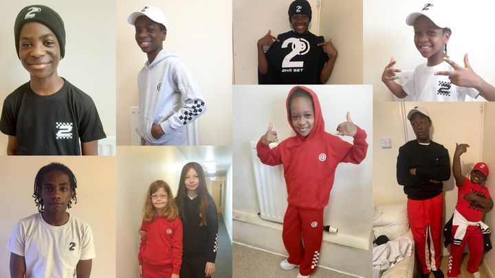 Some of our young people wearing their 2HR SET clothing, generously donated by our Patron Idris Elba.